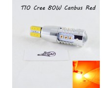 Светодиодная авто лампа SLP LED с цоколем T10 (W5W) Cree 80W Canbus 9-30V Красный