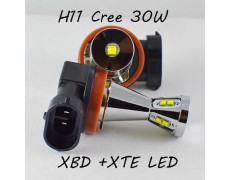 Автомобильная лампа SLP LED в противотуманные фонари с цоколем H11/H8/H9 Cree XBD +XTE 30W 10-30V Белый