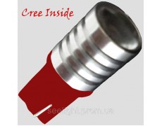 Автомобильная светодиодная лампа на базе цоколя T10 (W5W) CREE 3W 9-30V Линза, Красный