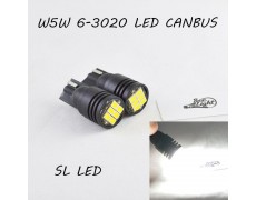 LED лампа в габарит SL LED, с обманкой, can bus, цоколь W5W(T10) 6-3020 led 12-24 В. Белый 6000K