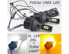 Установочный комплект авто ламп ДХО и Поворот SLP LED с цоколем 1156(PY21W)(BAY15S) 12 Cree led жёлтый/белый