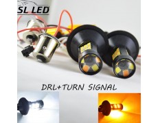 Установочный комплект автомобильных ламп SLP LED с цоколем 1157(PY21W)(BAY15S) 42 2835 led жёлтый/белый