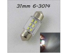 Светодиодная лампа в подсветку салона, номеров цоколь SV8,5(C5W) 31mm 3014 6 LED Белый