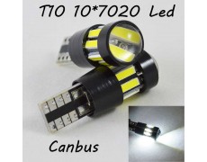 LED лампа в габарит SL LED, с обманкой can bus, цоколь W5W(T10) 10 led 7020, 9-30 В. Белый 6000K
