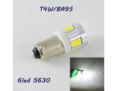 Автомобильная лампа SLS LED под цоколь T4W(BA9S) 6 светодиодов типа 5630 12 В. Белый