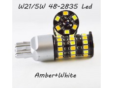 Автомобильная LED лампа SL LED, ДХО + поворот, Цоколь T20(W21/5W)(7443) 48-2835 led жёлтый/белый