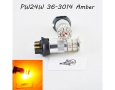Led лампа в габарит, ДХО SLP LED, цоколь PW24W 36-3014 led, 9-30 В. Янтарный