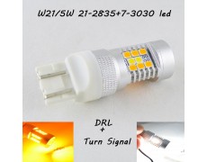 Светодиодная автомобильная лампа SLP LED с цоколем T20(W21/5W)(7443) 2835- 3030 led жёлтый/белый
