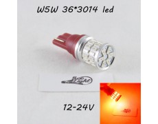 Светодиодная авто лампа SL LED, цоколь W5W(T10) 36 LED 3014, 12-24 В. Красный