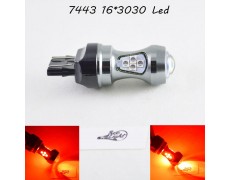Светодиодная автомобильная лампа SLP LED с цоколем T20(7443)(W21W/5W) 16-3030 80W 9-30V Красный