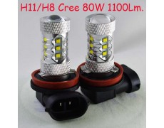 Светодиодная лампа  в ПТФ SLP LED с цоколем Н11/H8/H9 Cree 80W 9-30V 1100 Люменов 6000К