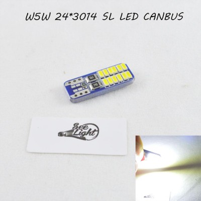 Лед лампа в габарит SLS LED, с обманкой Can шины, цоколь W5W(T10) 24 светодиода типа 3014 12 В. Белый
