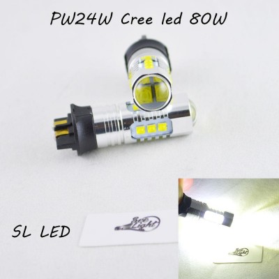 Led лампа в габарит, ДХО SLP LED, цоколь PW24W 16 Cree led, 9-30 В. Белый, Canbus