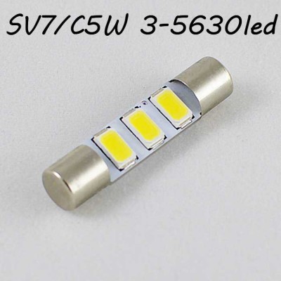 Led лампа в солнцезащитные козырьки, зеркала SV7 (C5W) 3-5630 28-29mm 12V Белый 6000K