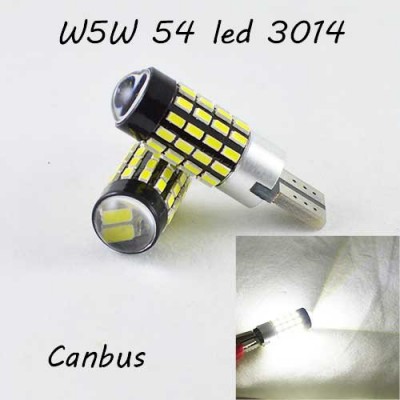 Авто лампа SLS LED в габарит , с обманкой can шины, цоколь W5W(T10) 54 led 3014, 12 В. 5000K