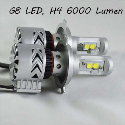 Комплект LED ламп в основные фонари, Цоколь Н4, серия G8, 36W, 6000 Люмен/Комплект