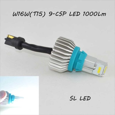 SLP LED светодиодная лампа в задний ход, цоколь T15(W16W) 9 CSP led, 1000 Люмен 9-30 В. 6500К