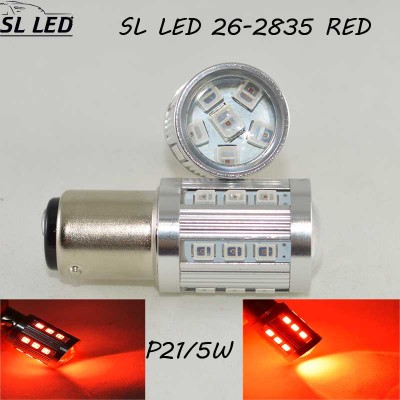 Светодиодная автомобильная лампа SLP LED с цоколем 1157(P21/5W)(BAY15D) 26-2835 9-30V Красный