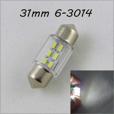 Светодиодная лампа в подсветку салона, номеров цоколь SV8,5(C5W) 31mm 3014 6 LED Белый