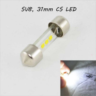 SLP LED светодиодная лампа в подсветку салона, номеров, цоколь SV8.5(C5W) 31mm. 3 CSP led, 12 В. 6500К
