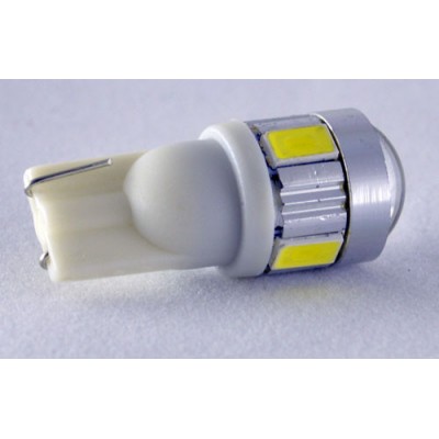 Светодиодная лампа в габарит под цоколь W5W(T10) светодиоды 5630+ Cree 3W с линзой, Белый