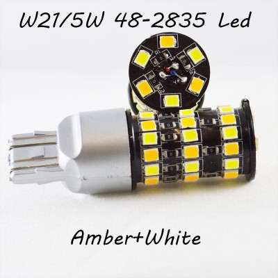 Автомобильная LED лампа SL LED, ДХО + поворот, Цоколь T20(W21/5W)(7443) 48-2835 led жёлтый/белый