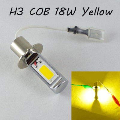 Светодиодная лампа в ПТФ, SLP LED под цоколь H3 светодиоды типа COB 18W 9-30 В. Желтый