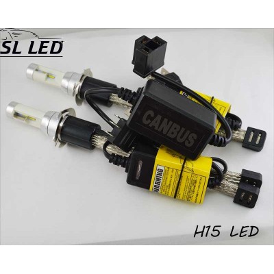Комплект LED ламп ДХО и дальний свет, SL-R4 Цоколь H15 (PGS23t-1), 30W, 3600 Люмен, с обманкой