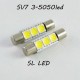 Led лампа в солнцезащитные козырьки, зеркала SV7 (C5W) 3-5630 28-29mm 12V Белый 6000K