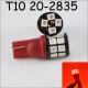 Светодиодная лампа SLP LED в задний габарит, салон под цоколь W5W(T10) 20 светодиодов типа 2835 9-30 В. Красный