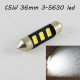 Светодиодная лампа SLS LED цоколь SV8,5(C5W) 36мм 3-5630 Белый