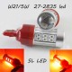 Светодиодная авто лампа SLP LED в задний фонарь с цоколем T20(W21W)(W21/5W) 27-2835 9-30V Красный