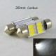 Автомобильная лампа SLS LED с обманкой в номера, салон, цоколь SV8,5(C5W) 36mm 6-5630 Белый