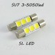 Led лампа SLP LED в солнцезащитные козырьки, зеркала SV7 (T6.3) (C5W)(C3W) 3-5050 28/29mm 12V Белый